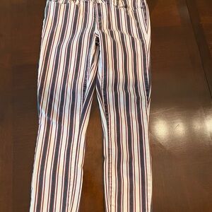 Striped Women’s Denim Pants - Red, White, and Blue